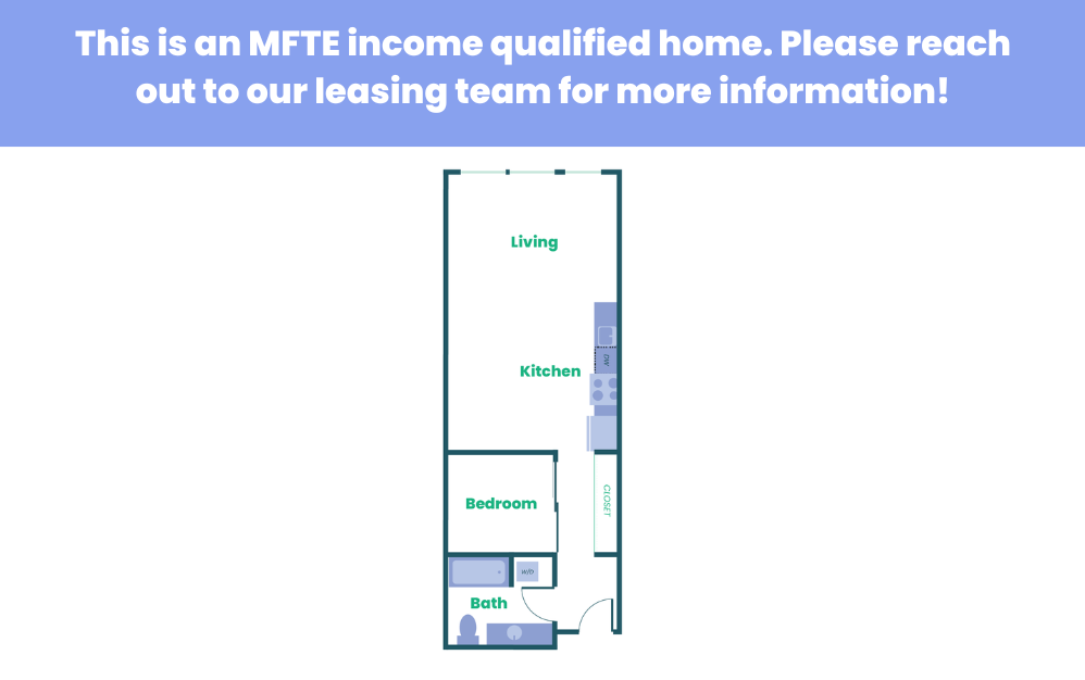 The Teel - Studio (Open 1x1) - MFTE - 1 bedroom floorplan layout with 1 bathroom and 614 square feet (9
)