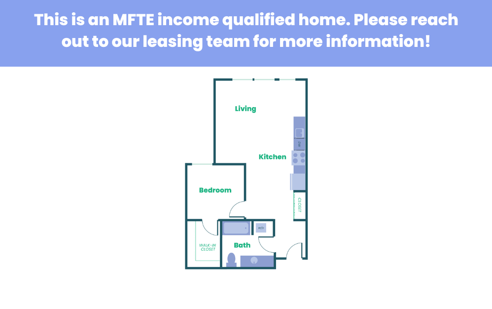 The Teel - 1x1 - MFTE - 1 bedroom floorplan layout with 1 bathroom and 621 square feet (B1
)