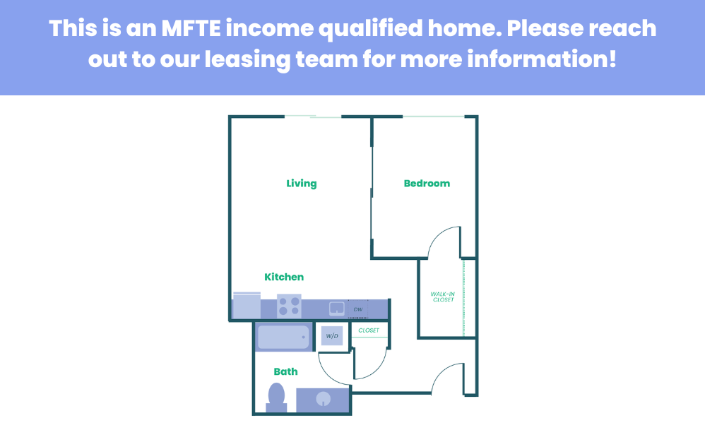 The Teel - 1x1 - MFTE - 1 bedroom floorplan layout with 1 bathroom and 621 square feet (B3)