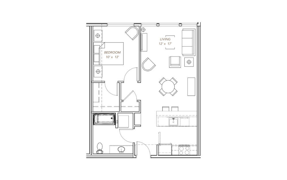 GLV - 1x1 - B4 - 1 bedroom floorplan layout with 1 bathroom and 716 - 749 square feet